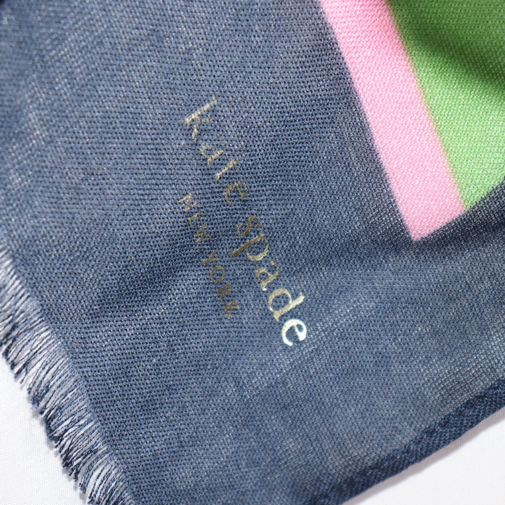Kate Spade Scarf OS Multicolor Womens Striped Lightweight Wrap - Picture 3 of 3